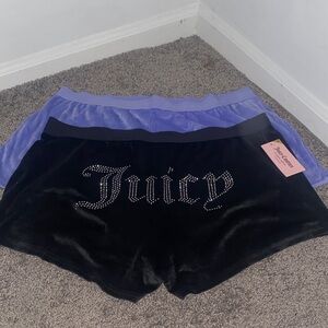 Juicy Couture Black and Lavender Velour Shorts